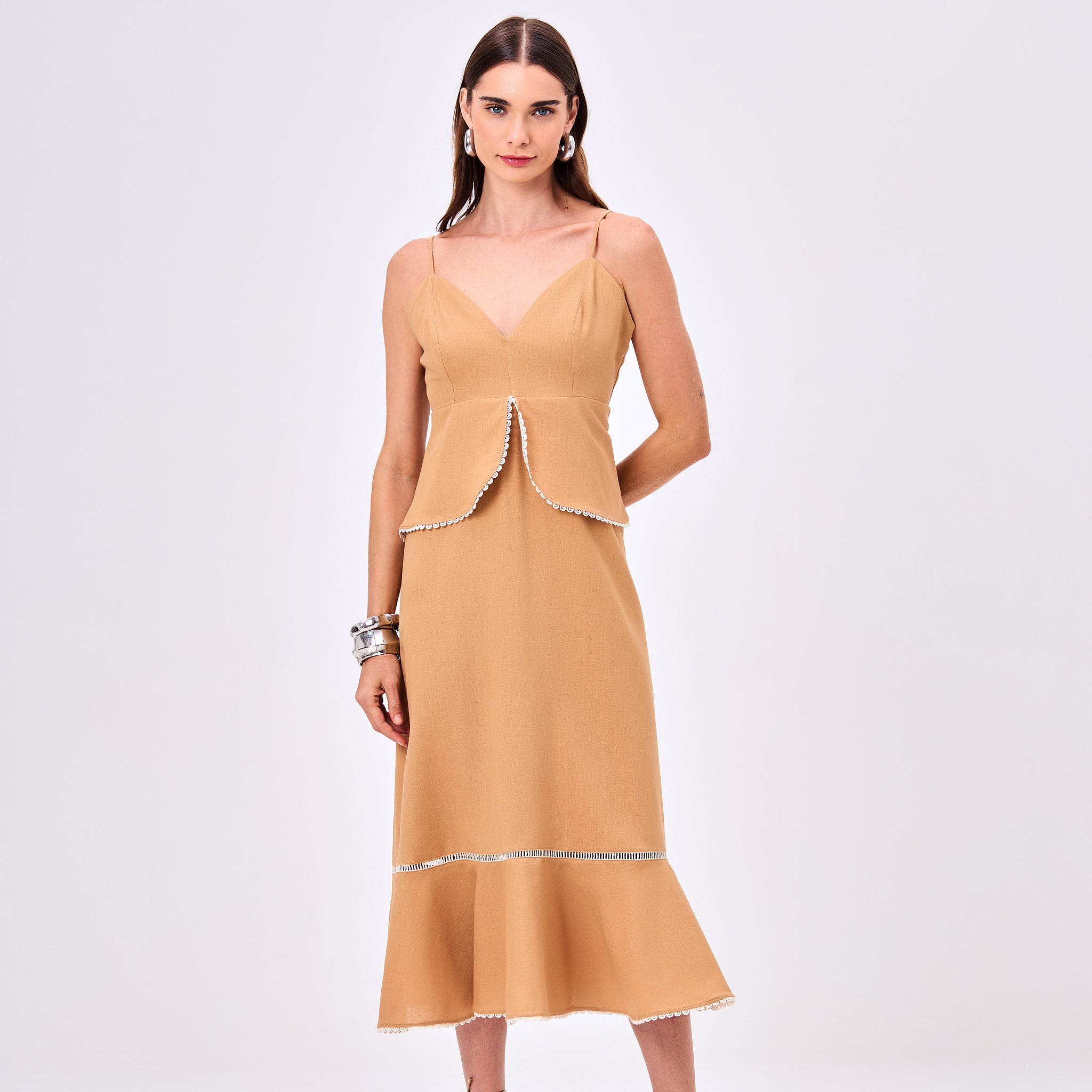 Vestido Midi em Linho Basque
