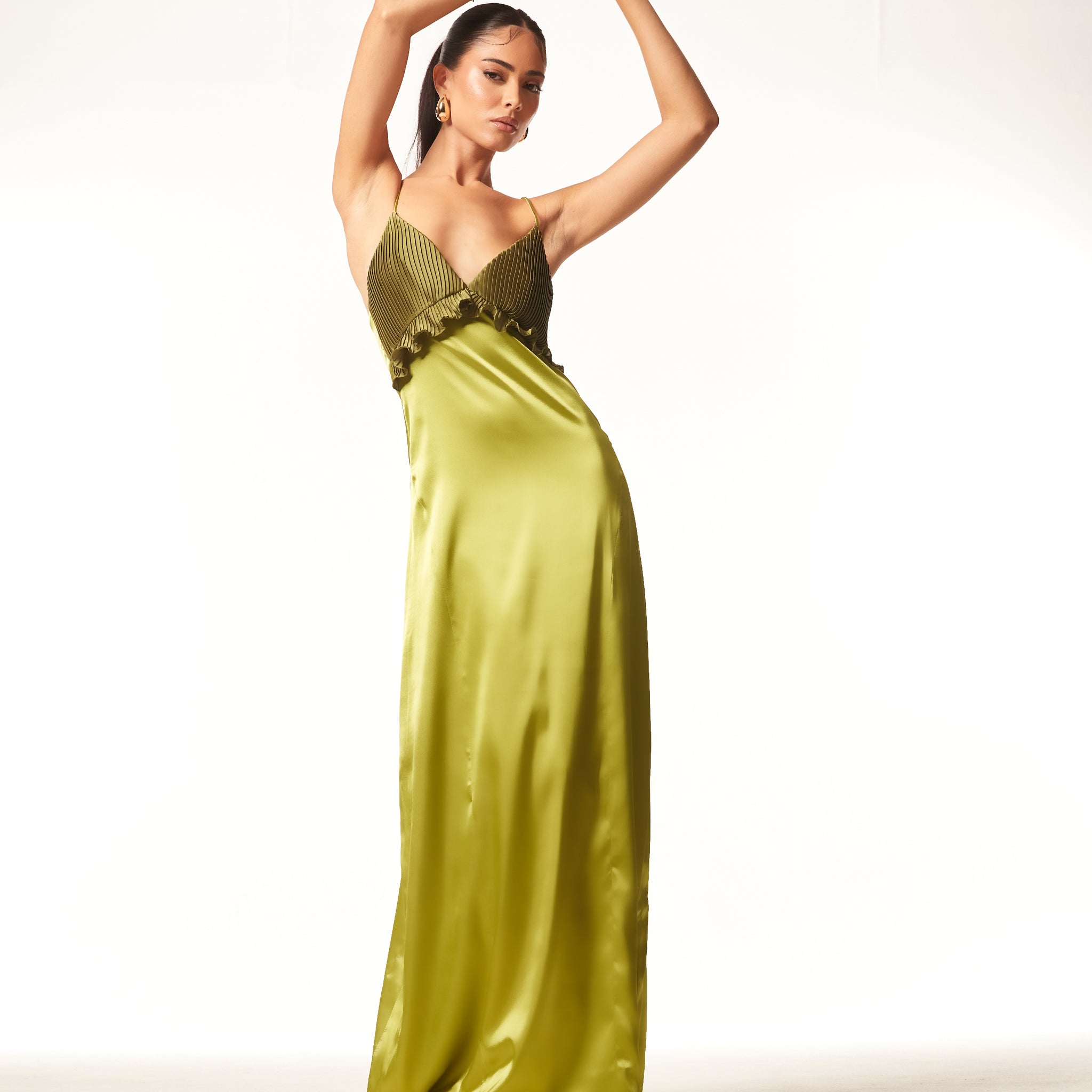 Vestido Plissado Ilha - Oliva