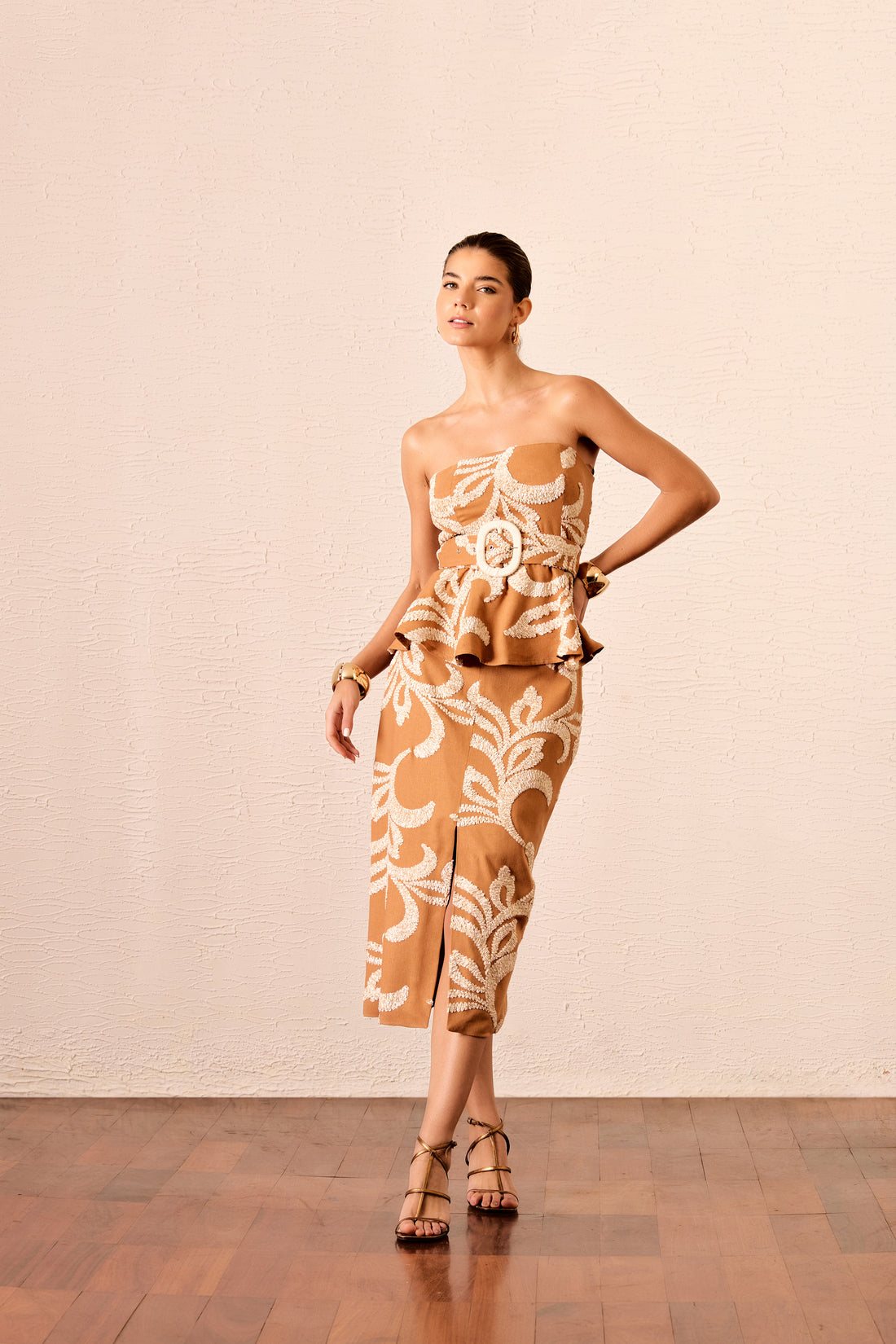 Conjunto Layla Bordado - Caramelo